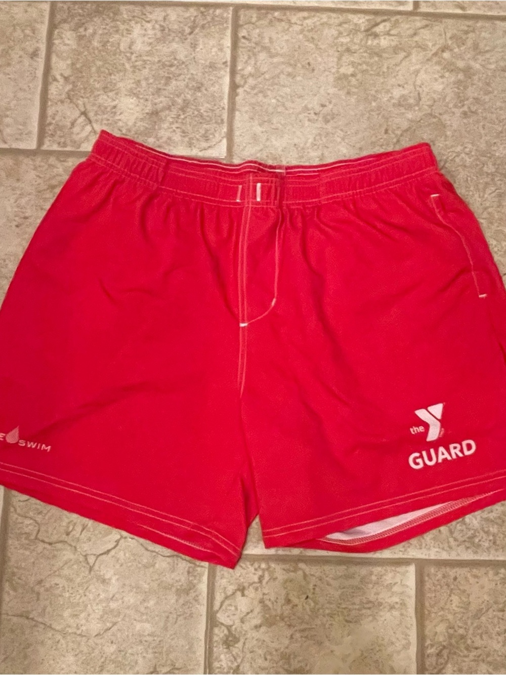 Men’s Red Elastic Waist Shorts